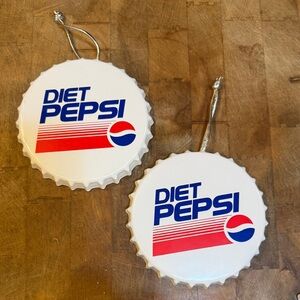 Diet Pepsi White Blue Bottle Cap Hanging Decor RUZ Christmas Holiday Ornaments